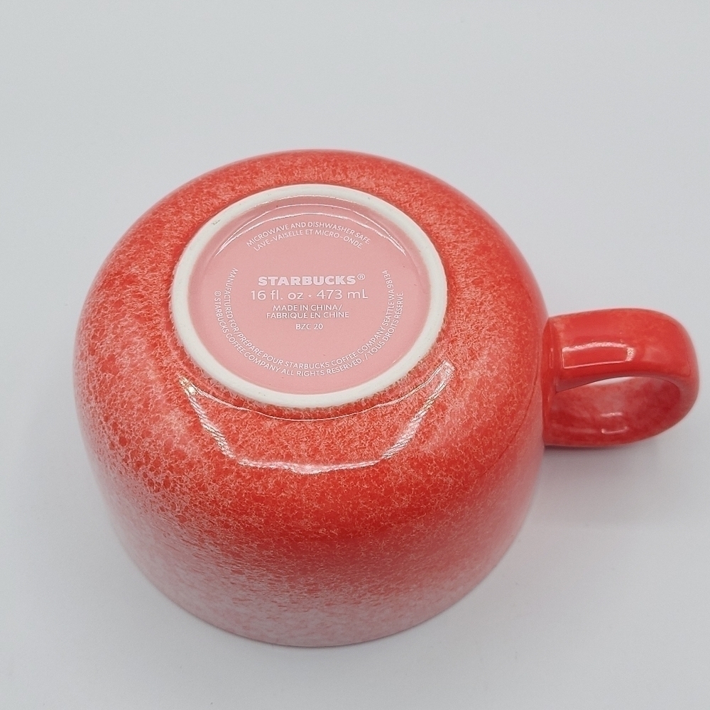 Starbucks Holiday 2020 Coral / Red Speckle Ceramic Mug Soup Bowl 16oz - Picture 6 of 7